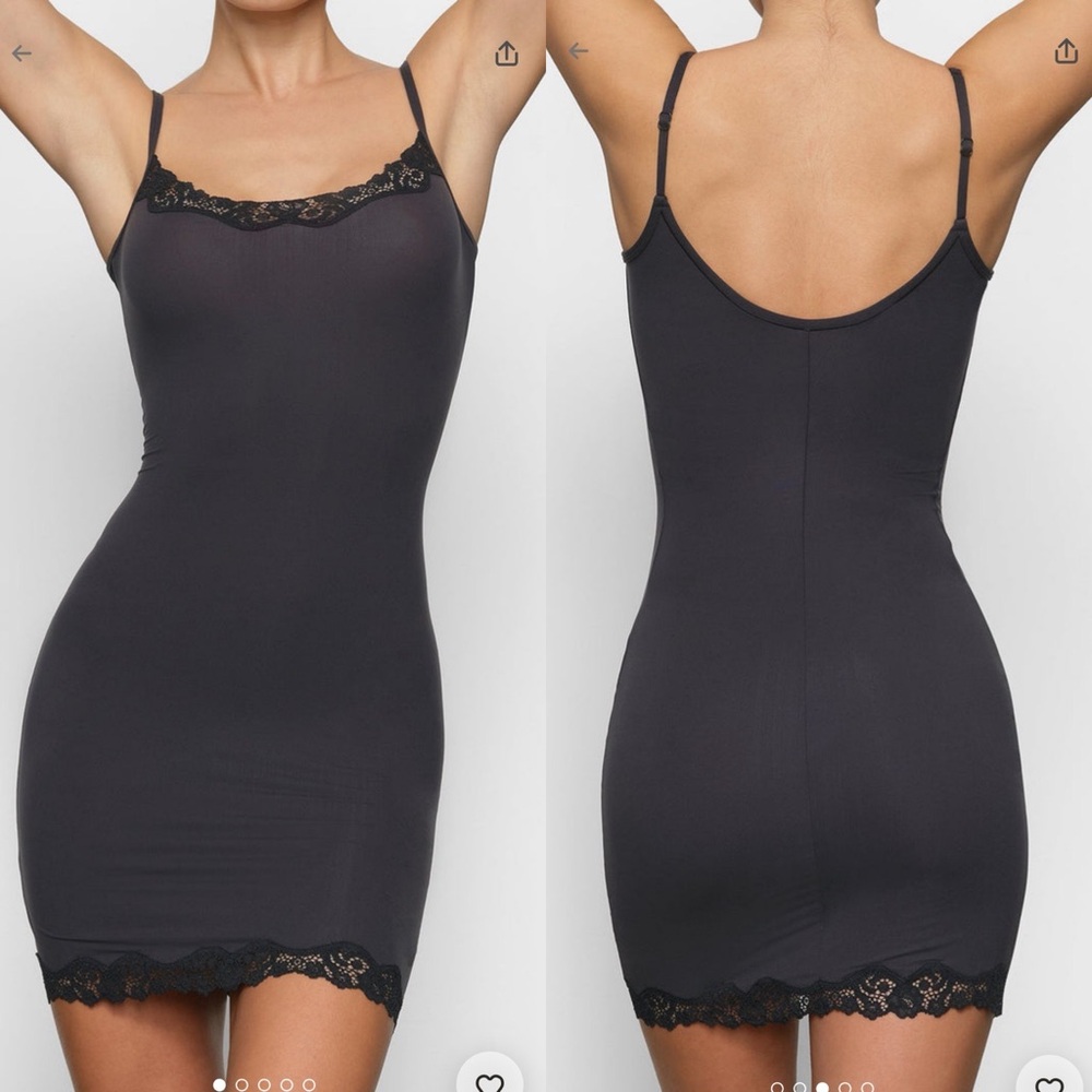 NWT Skims Fits Everybody Lace Slip Dress in Onyx M